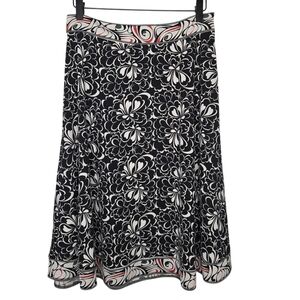 Lapis Womens Retro Contrast Floral Print Swing Skirt Medium